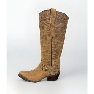 Golden Guns Cowboy Boots Women Sz 5.5 Brown Distressed Studded Western Cowgirl